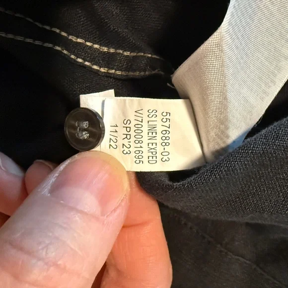 Banana Republic 100% Linen Shirt Mens XL Black Short Sleeve Button Front - Picture 7 of 8